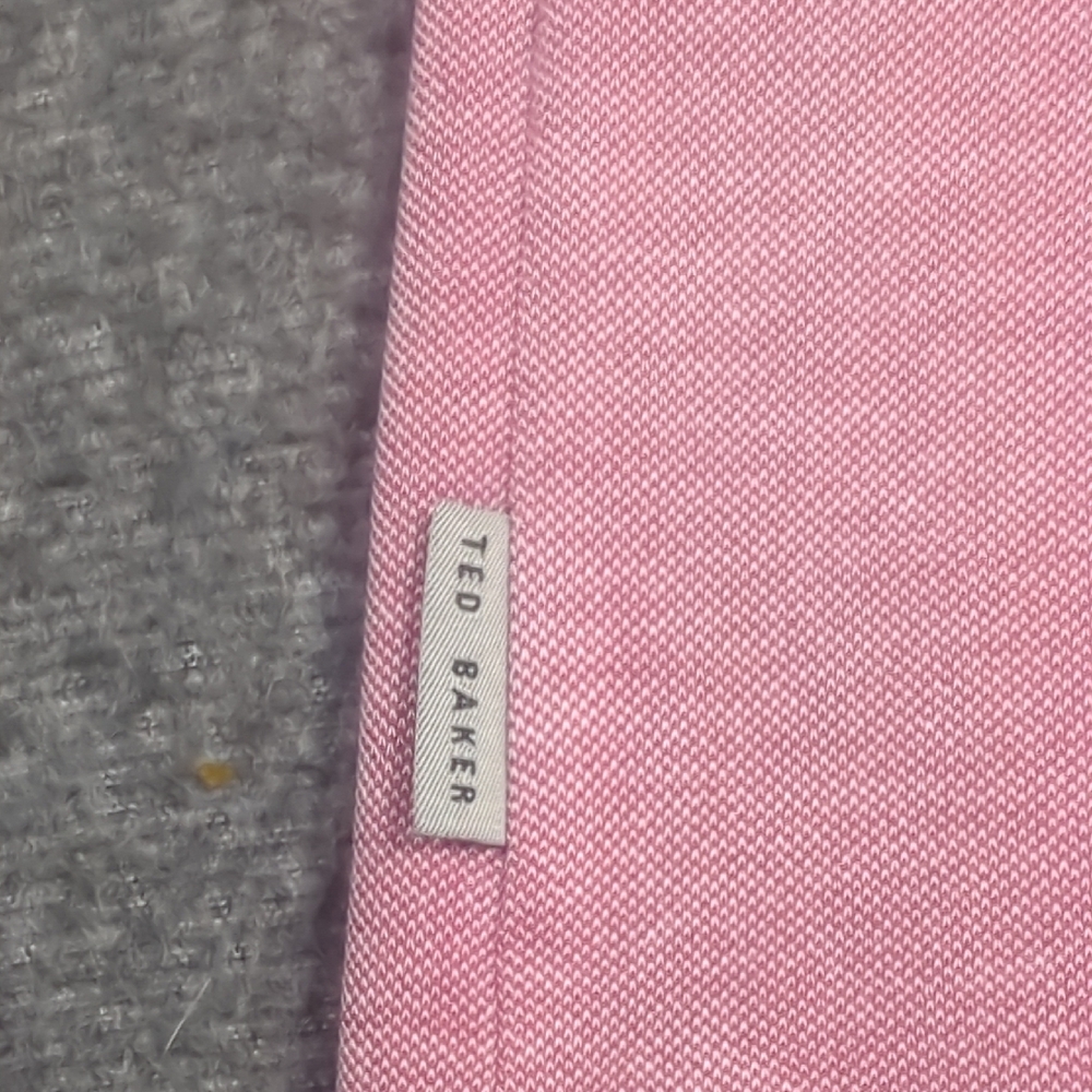 Ted Baker Light Pink Polo Shirt with Patterned Collar - Picture 8 of 15